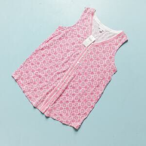 NEW J Jill Fuschia Pink Embroidered Sleeveless Button Front Tank Top Size Medium